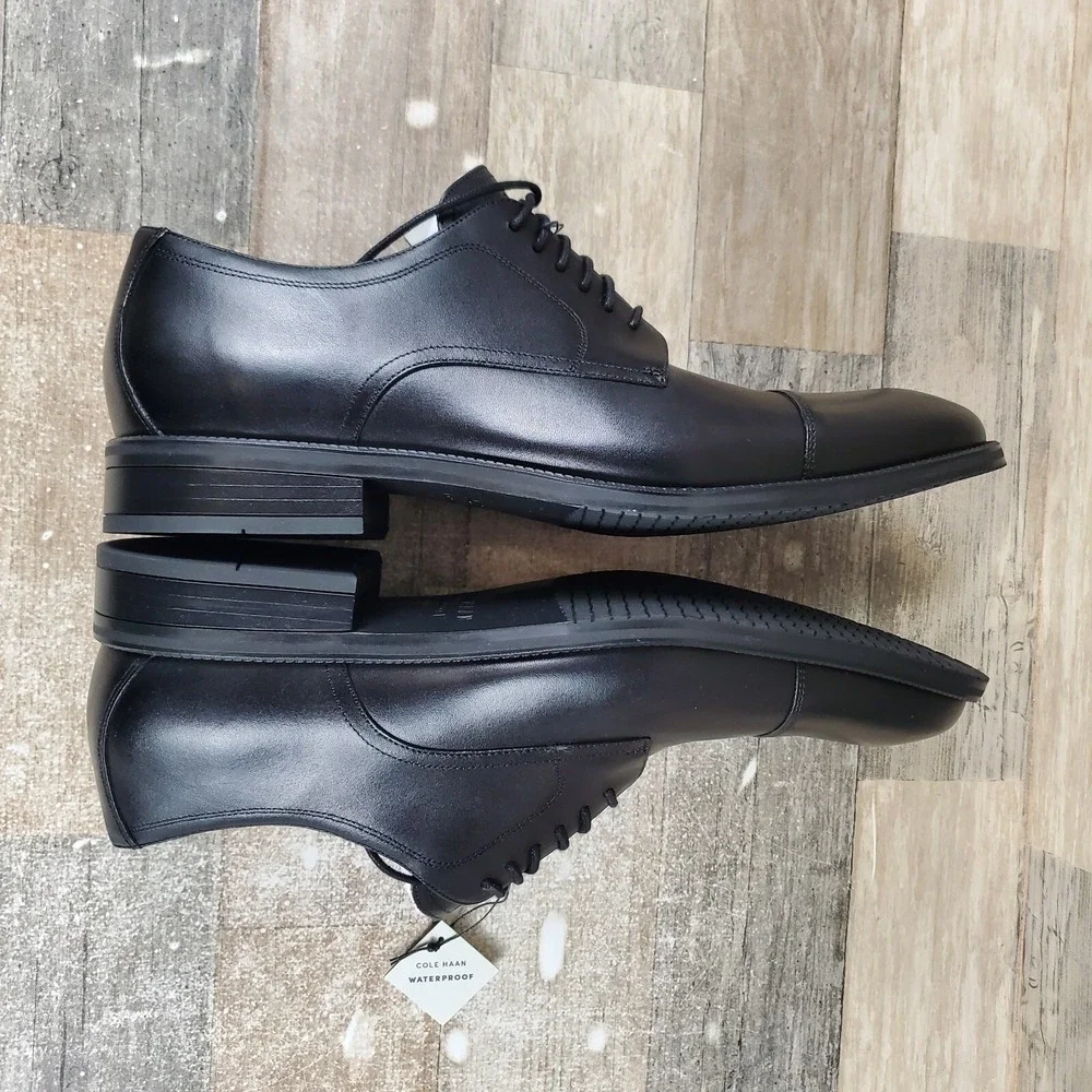 Cole Haan Modern Essentials Mens Dress Shoe Sz 12 M Black Leather Cap Toe Oxford